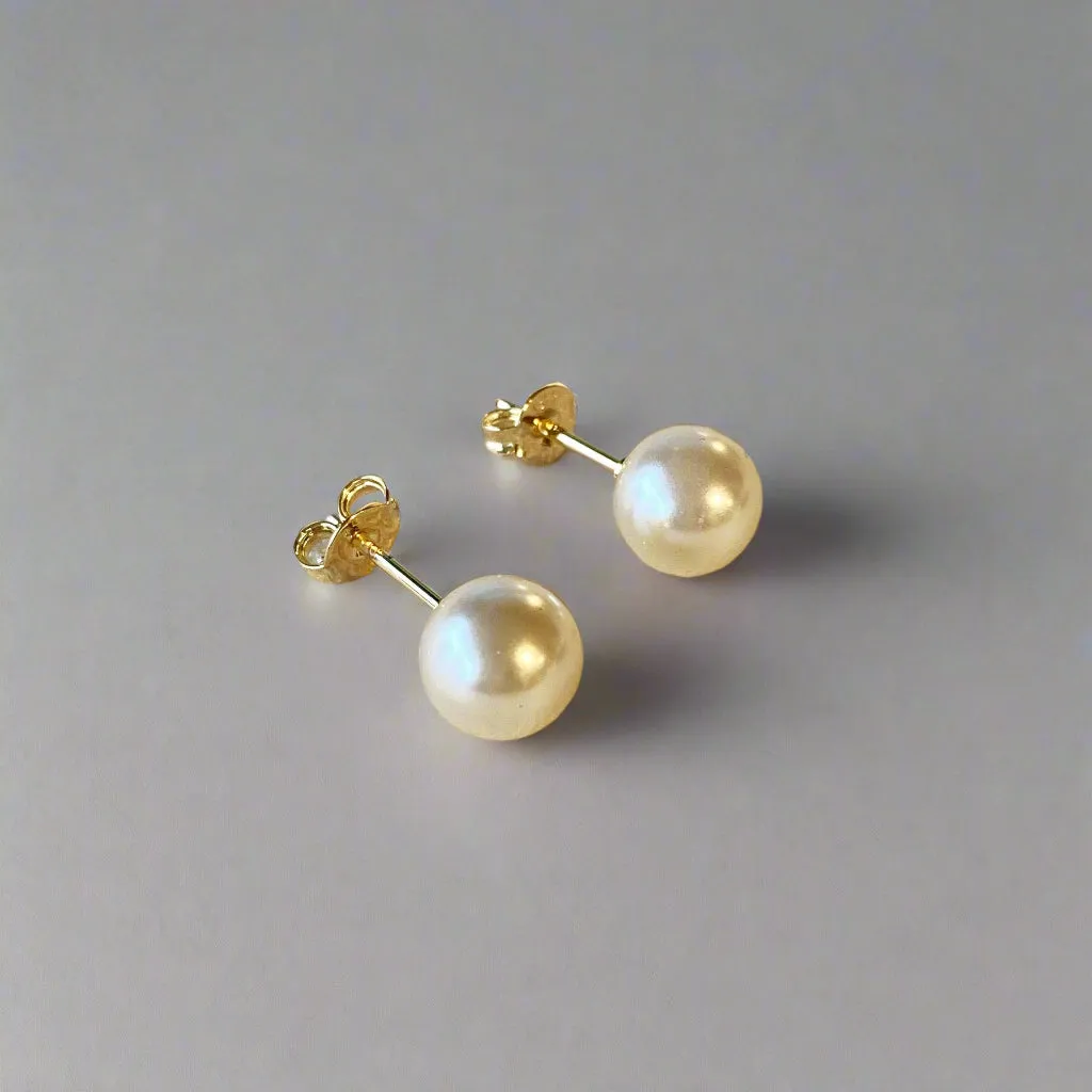 18k Gold Filled 8mm Classic Pearl Stud