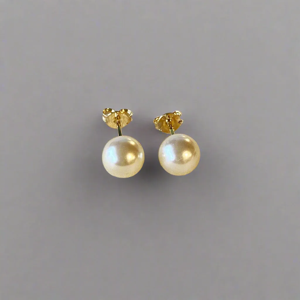 18k Gold Filled 8mm Classic Pearl Stud