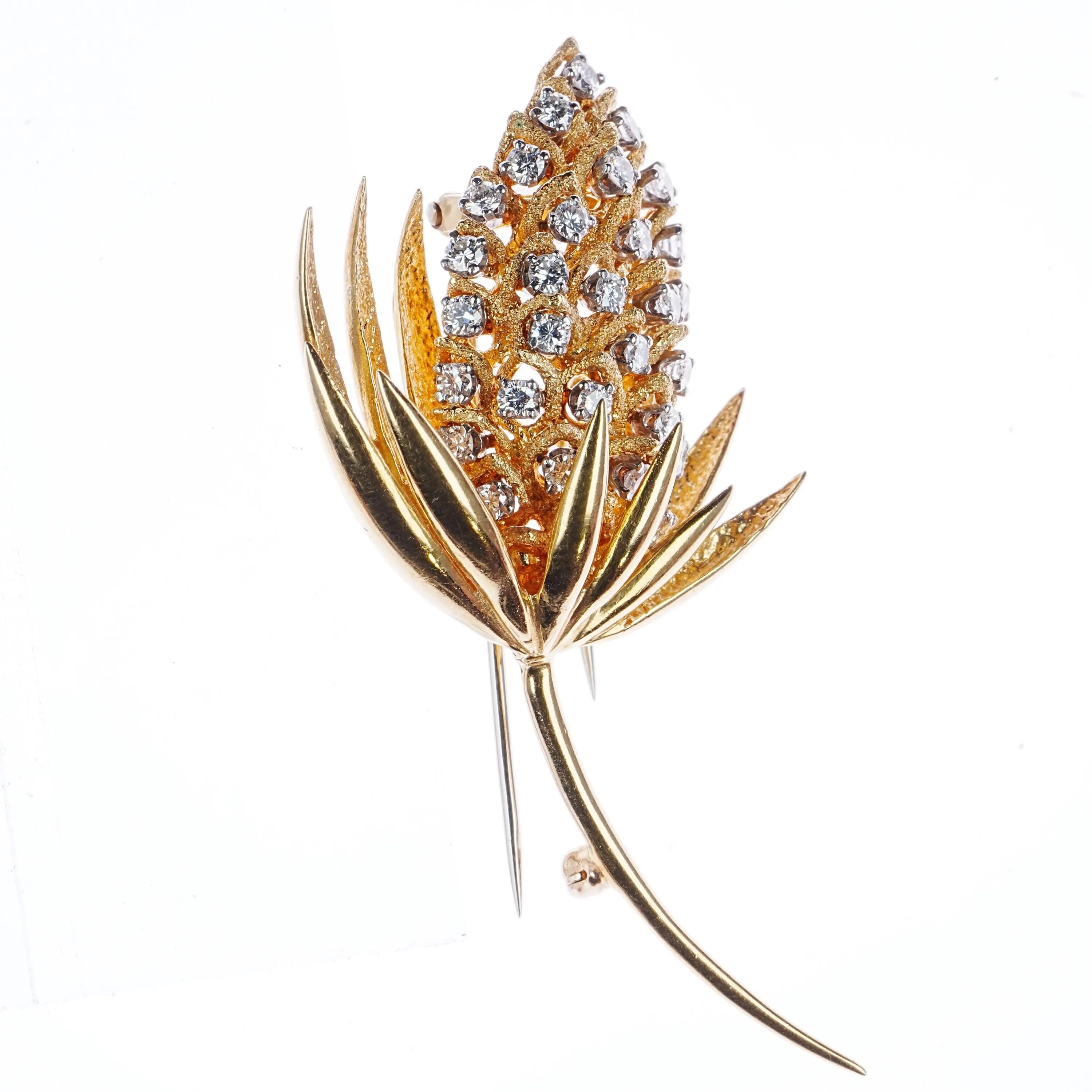 18k Modernist Hammerman Brothers 2cttw diamond fur clip Designed in France