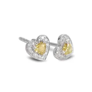 18K White Gold Orange Heart Shaped Diamond Stud Earrings