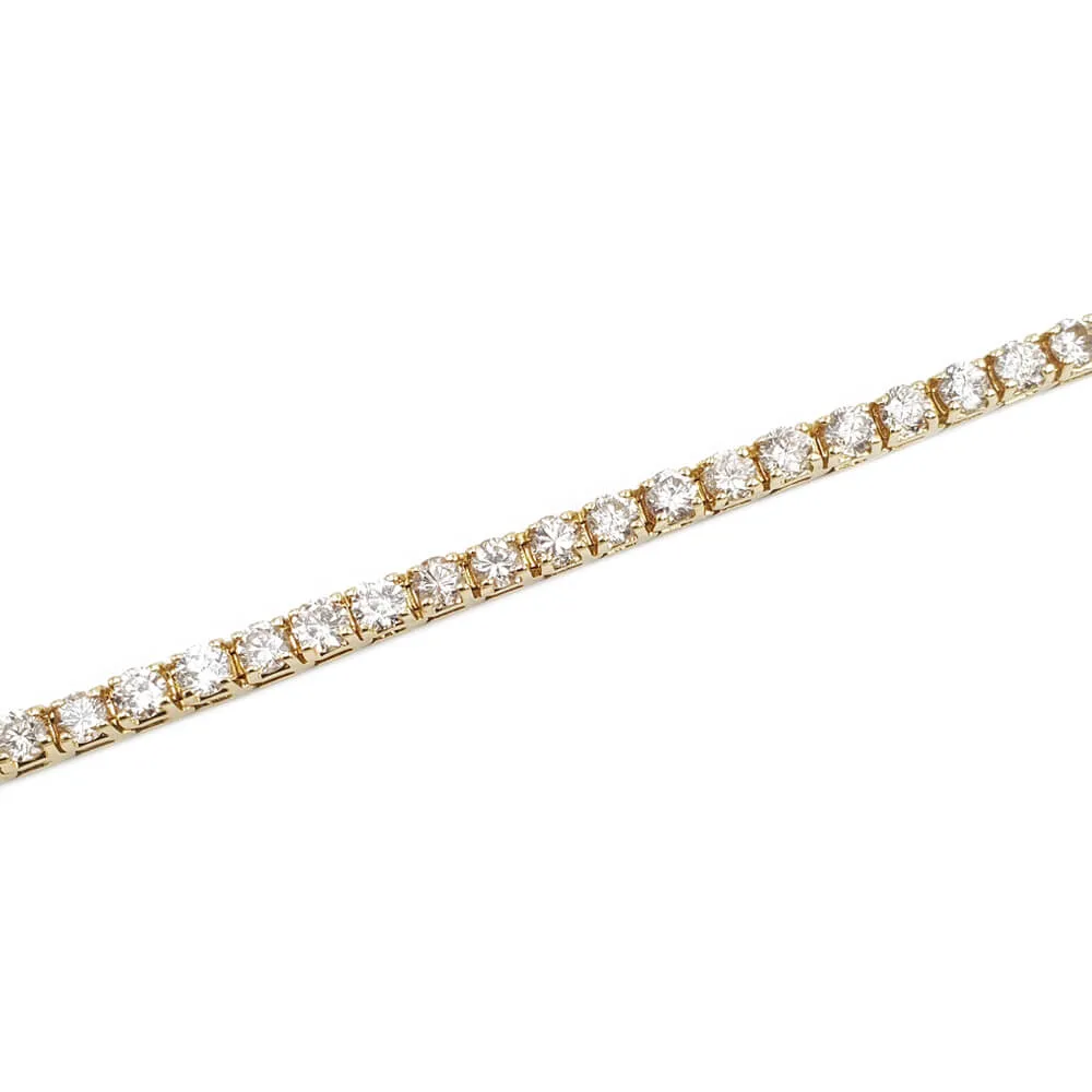 18K Yellow Gold Diamond Tennis Bracelet, 9.66ctw, 18.1g