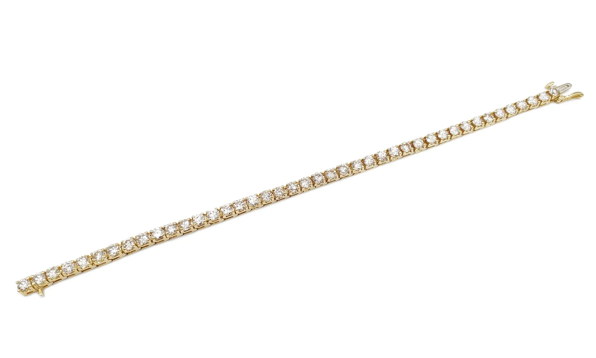 18K Yellow Gold Diamond Tennis Bracelet, 9.66ctw, 18.1g