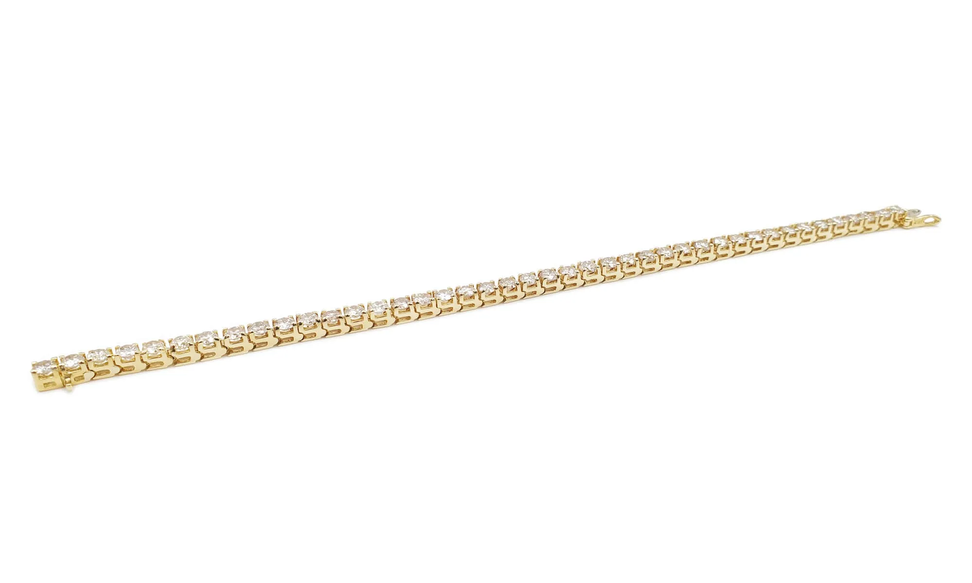 18K Yellow Gold Diamond Tennis Bracelet, 9.66ctw, 18.1g