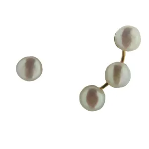 18K Yellow Gold Pearl Ear Wire Crawler and Stud Post Earrings