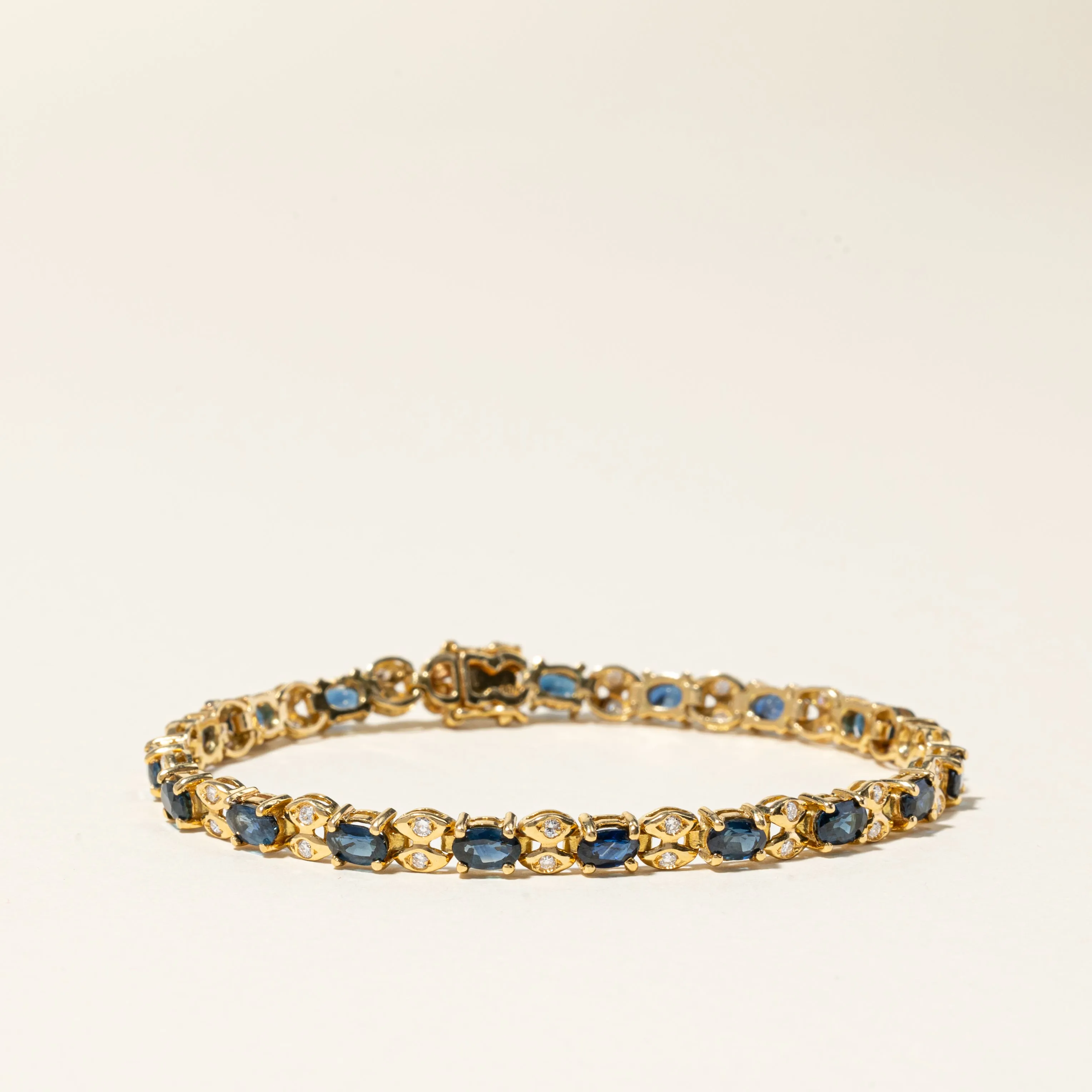 18K Yellow Gold Sapphire & Diamond Bracelet | 4.84ctw, 0.55ctw | 6.75" |