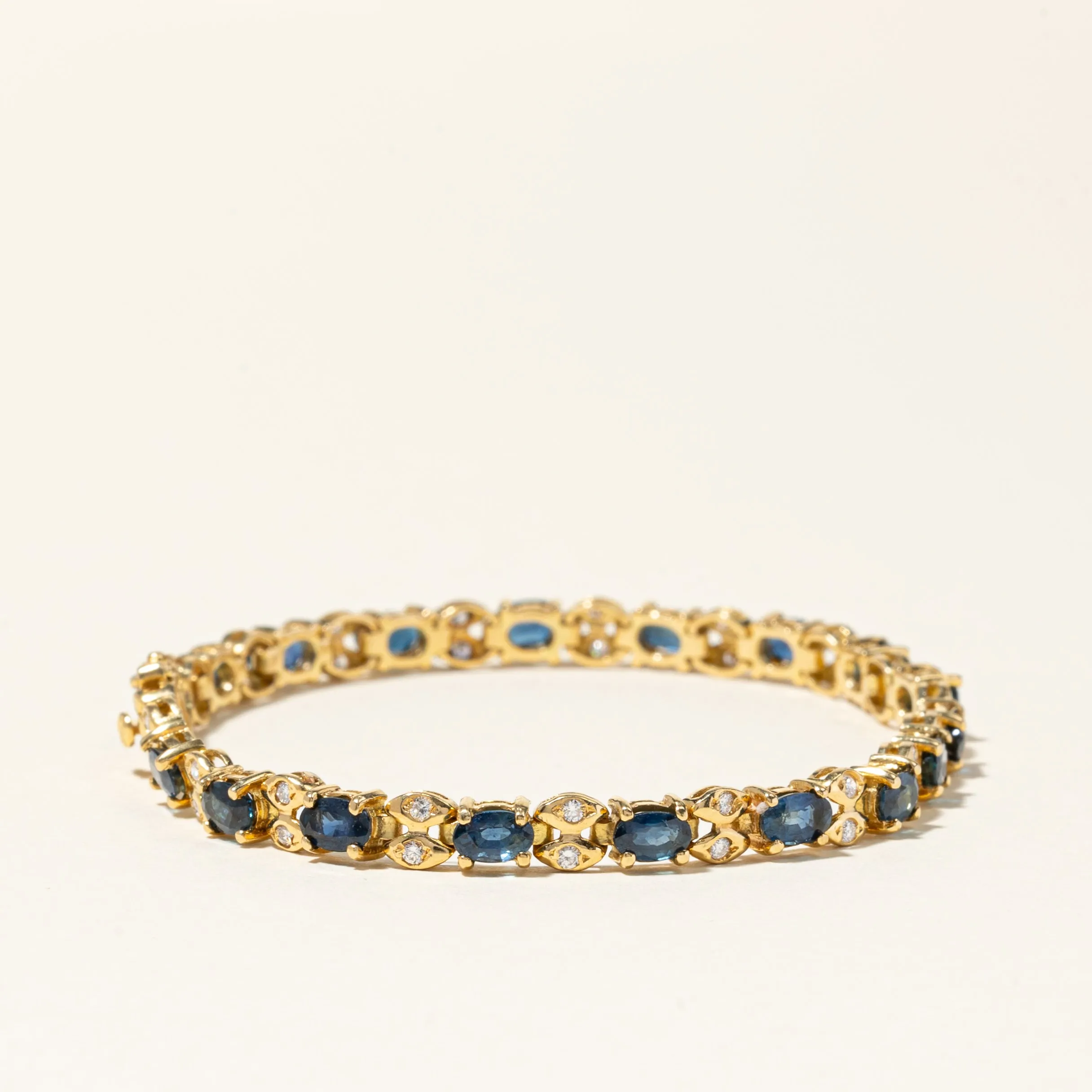 18K Yellow Gold Sapphire & Diamond Bracelet | 4.84ctw, 0.55ctw | 6.75" |