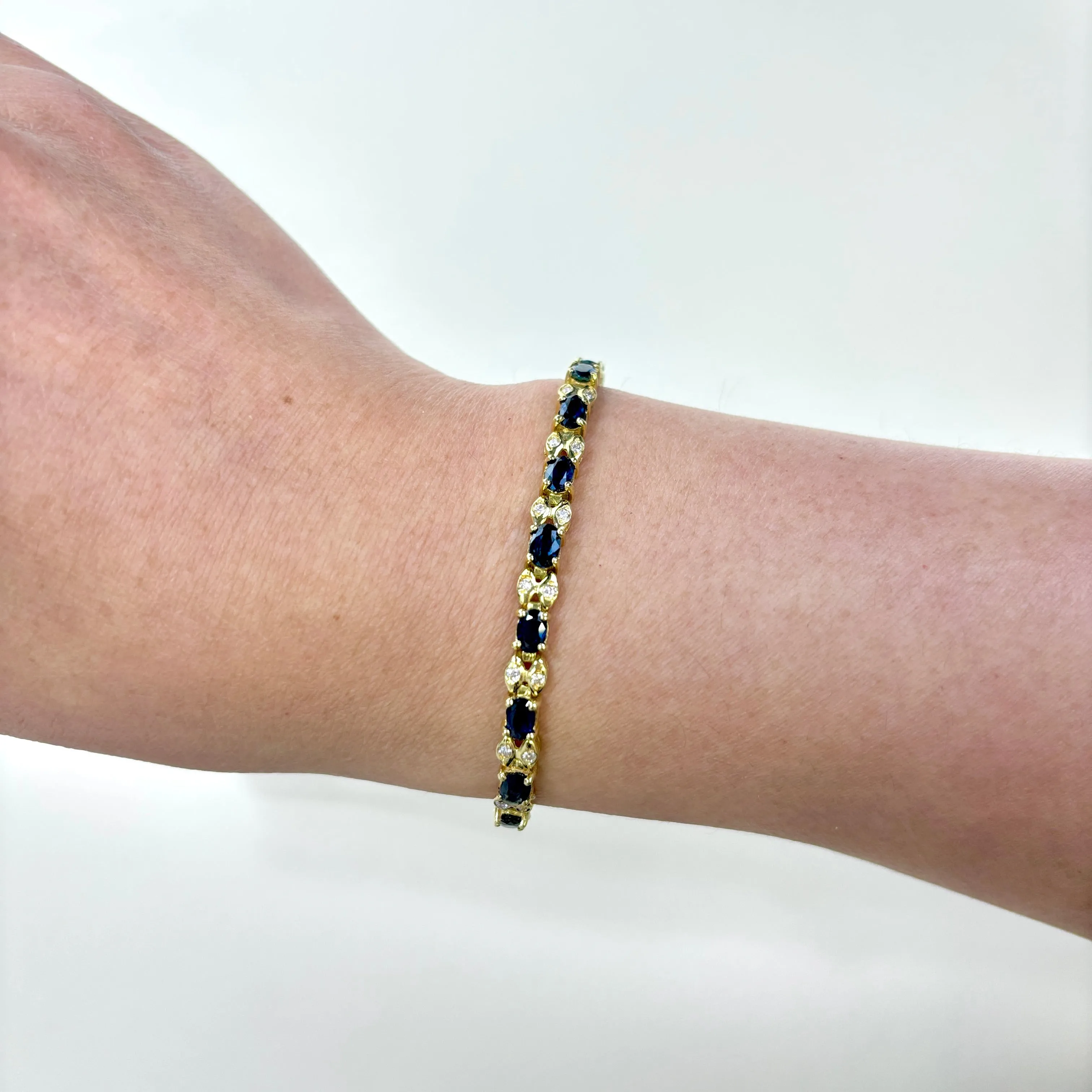 18K Yellow Gold Sapphire & Diamond Bracelet | 4.84ctw, 0.55ctw | 6.75" |