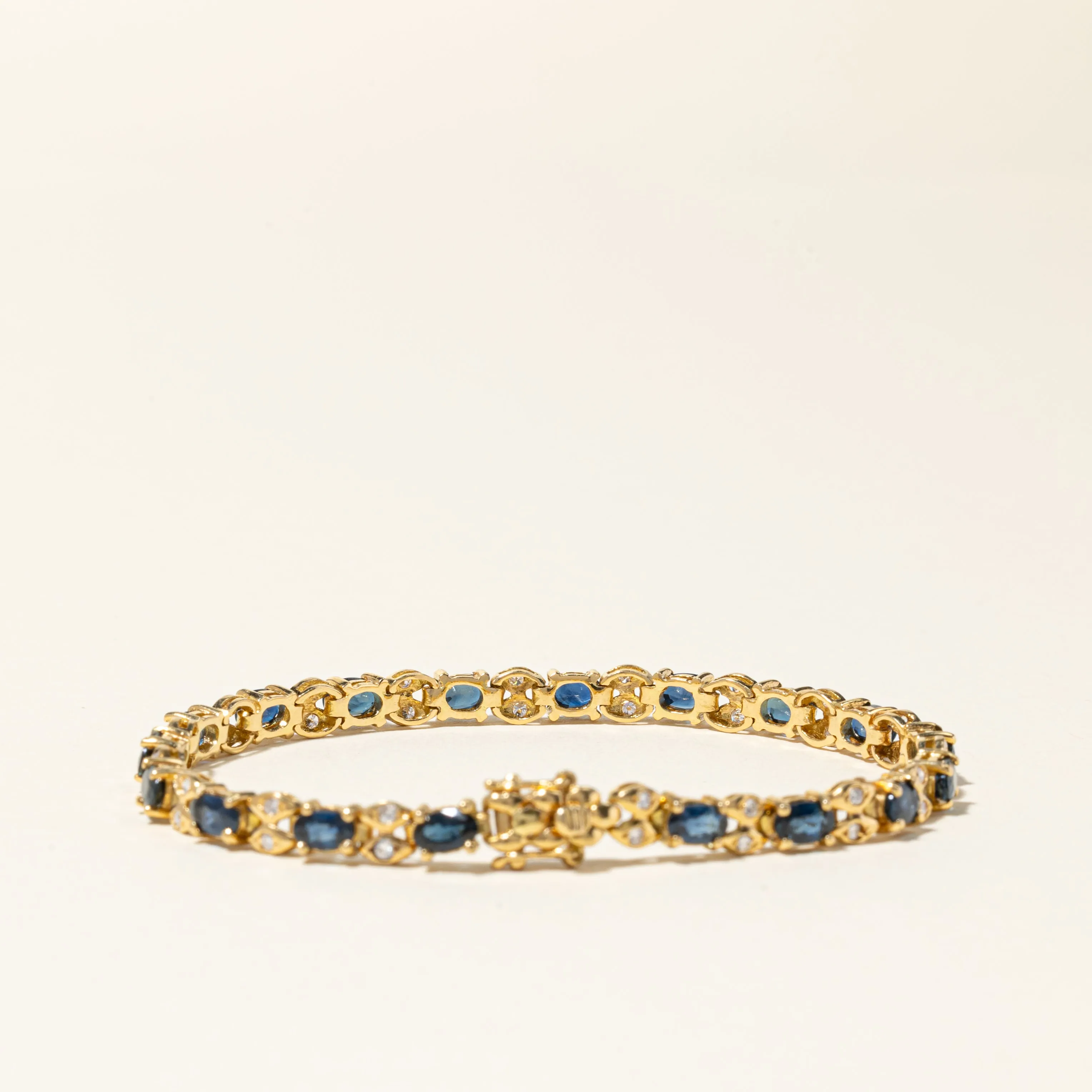 18K Yellow Gold Sapphire & Diamond Bracelet | 4.84ctw, 0.55ctw | 6.75" |