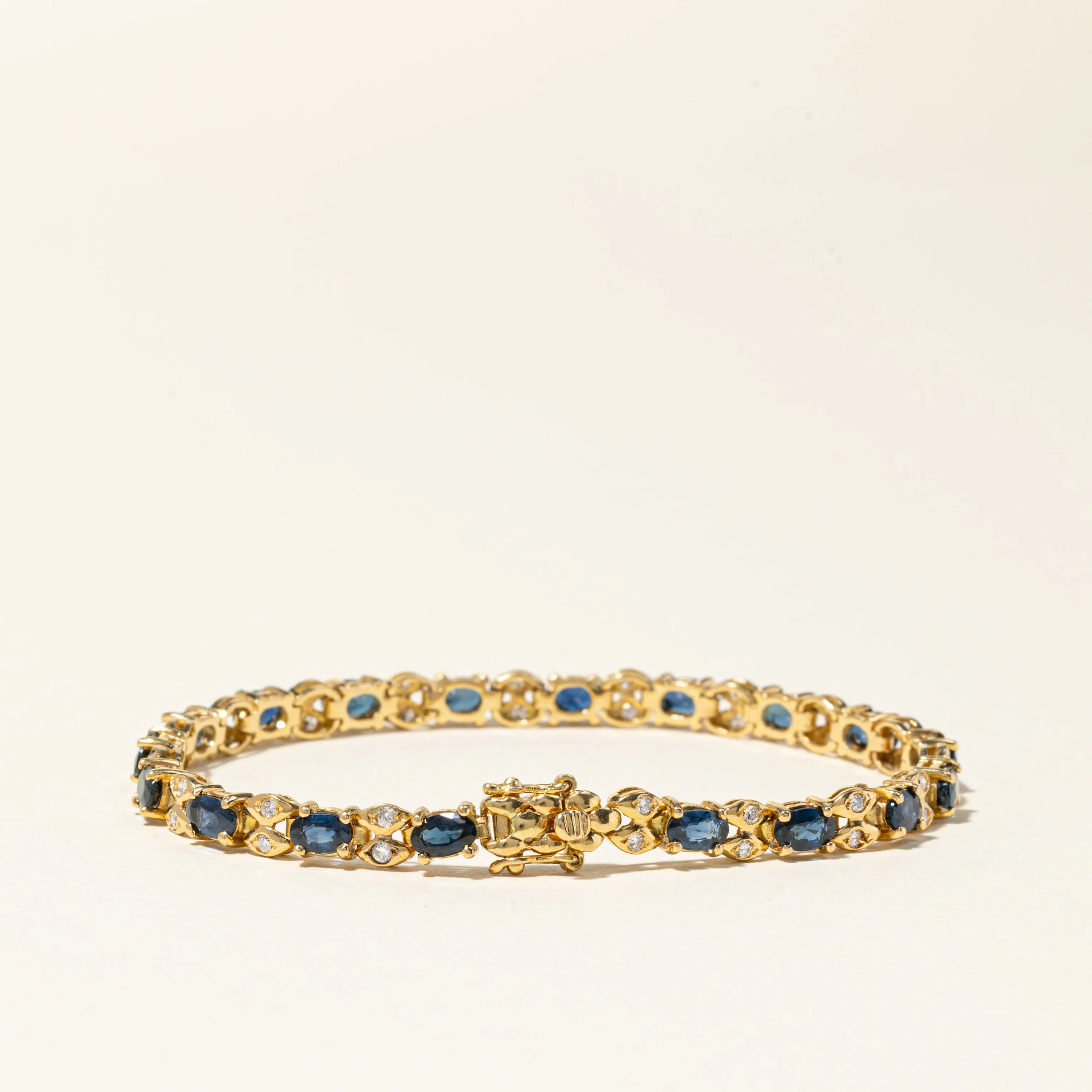 18K Yellow Gold Sapphire & Diamond Bracelet | 4.84ctw, 0.55ctw | 6.75" |
