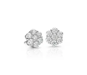 18kt White Gold 2.30ct Diamond Cluster Stud Earrings