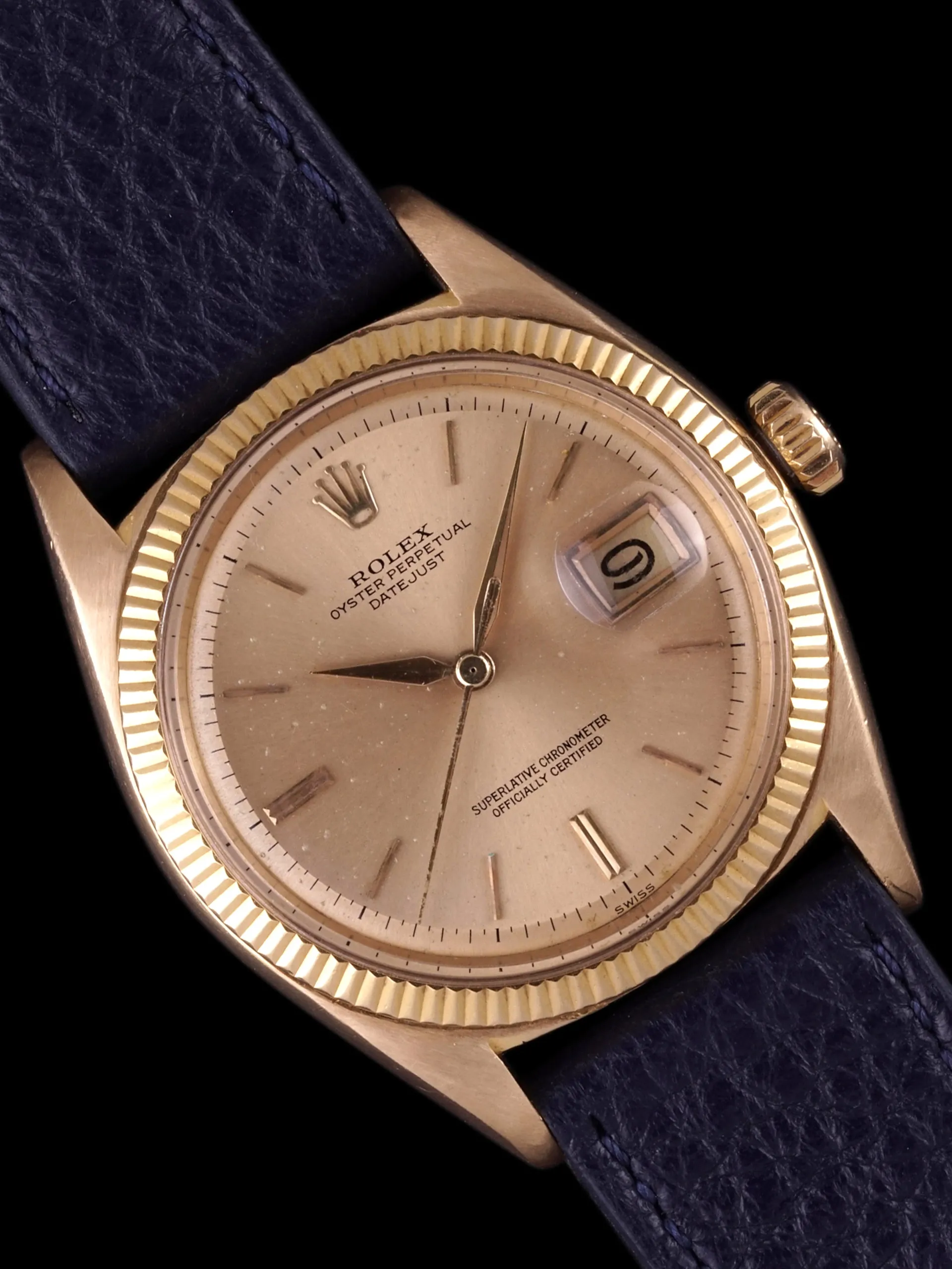 1960 Rolex Datejust (Ref. 1601) 18K YG "Swiss Only" No-Lume Dial