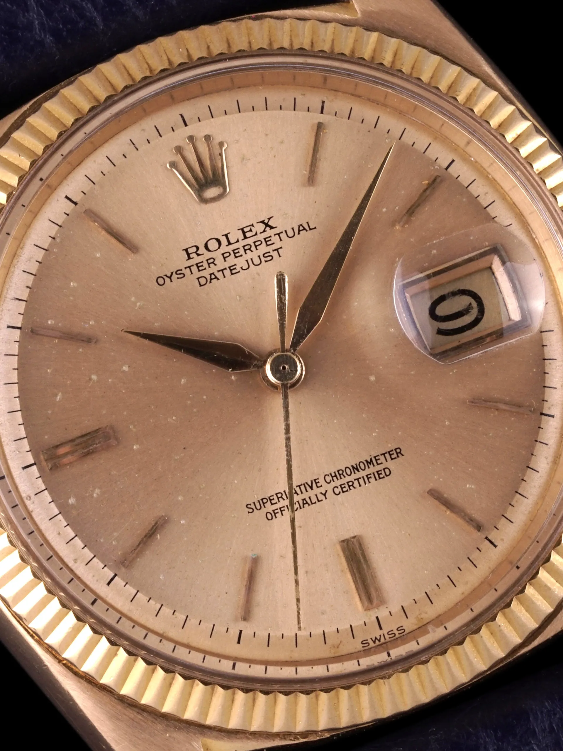 1960 Rolex Datejust (Ref. 1601) 18K YG "Swiss Only" No-Lume Dial