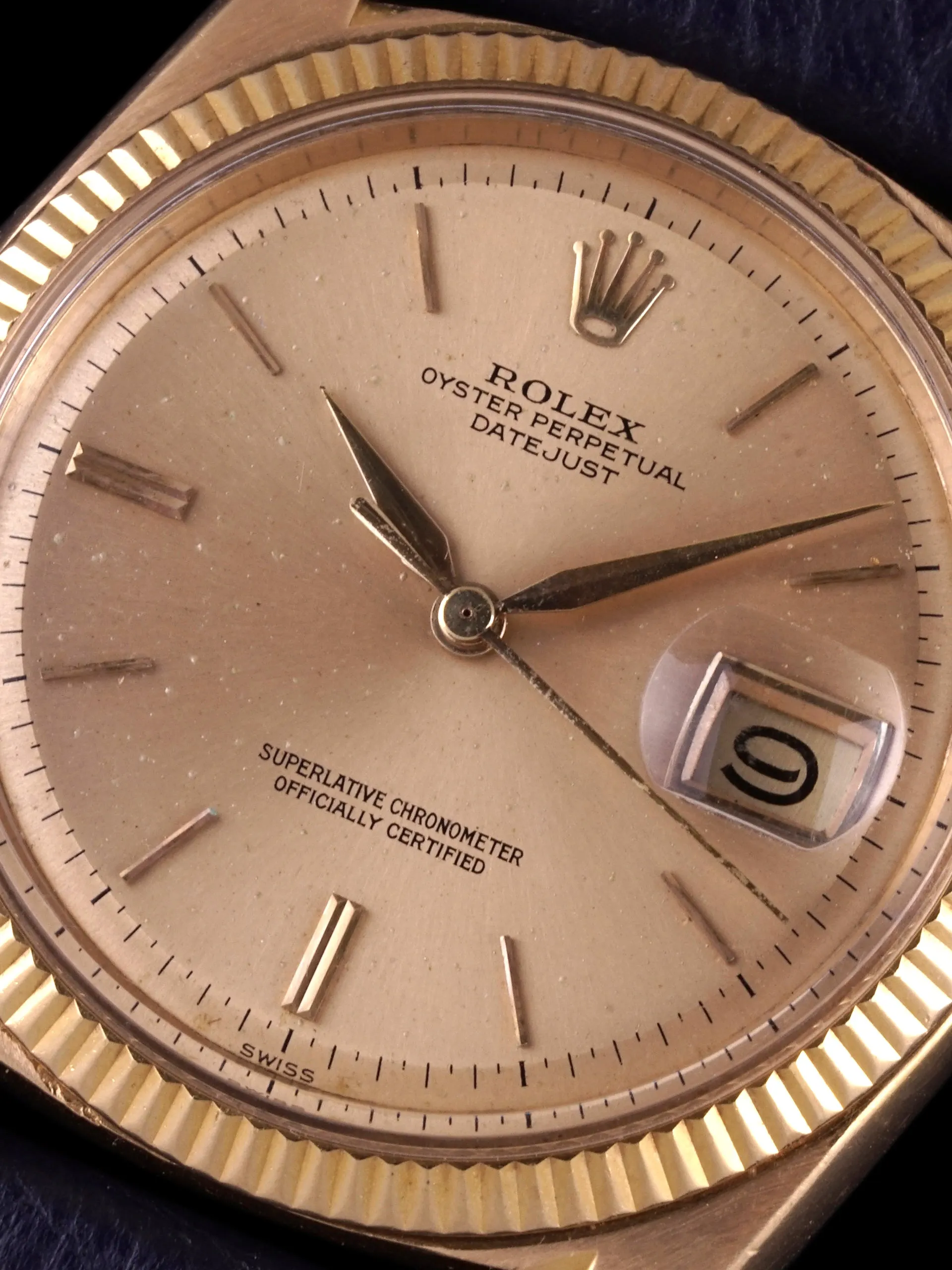 1960 Rolex Datejust (Ref. 1601) 18K YG "Swiss Only" No-Lume Dial