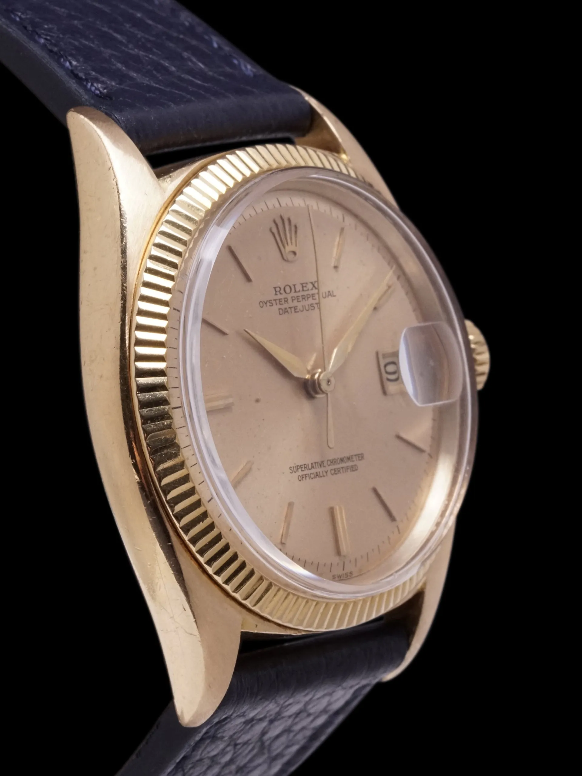 1960 Rolex Datejust (Ref. 1601) 18K YG "Swiss Only" No-Lume Dial