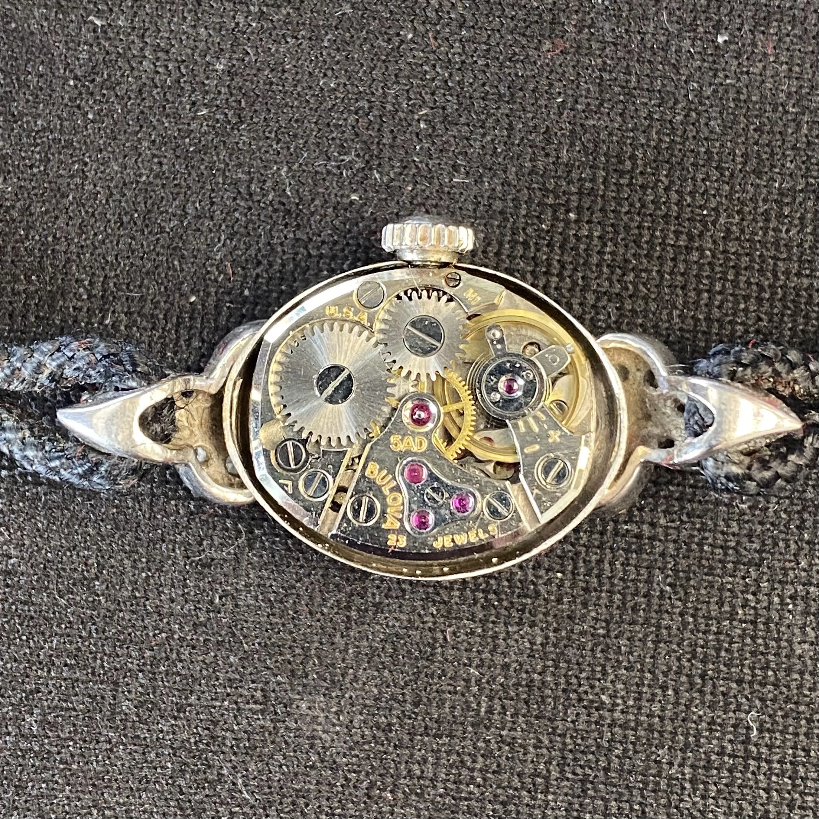 1961 BULOVA Ladies 14K White Gold & Diamonds Cocktail Watch 23 Jewels - ALL Original