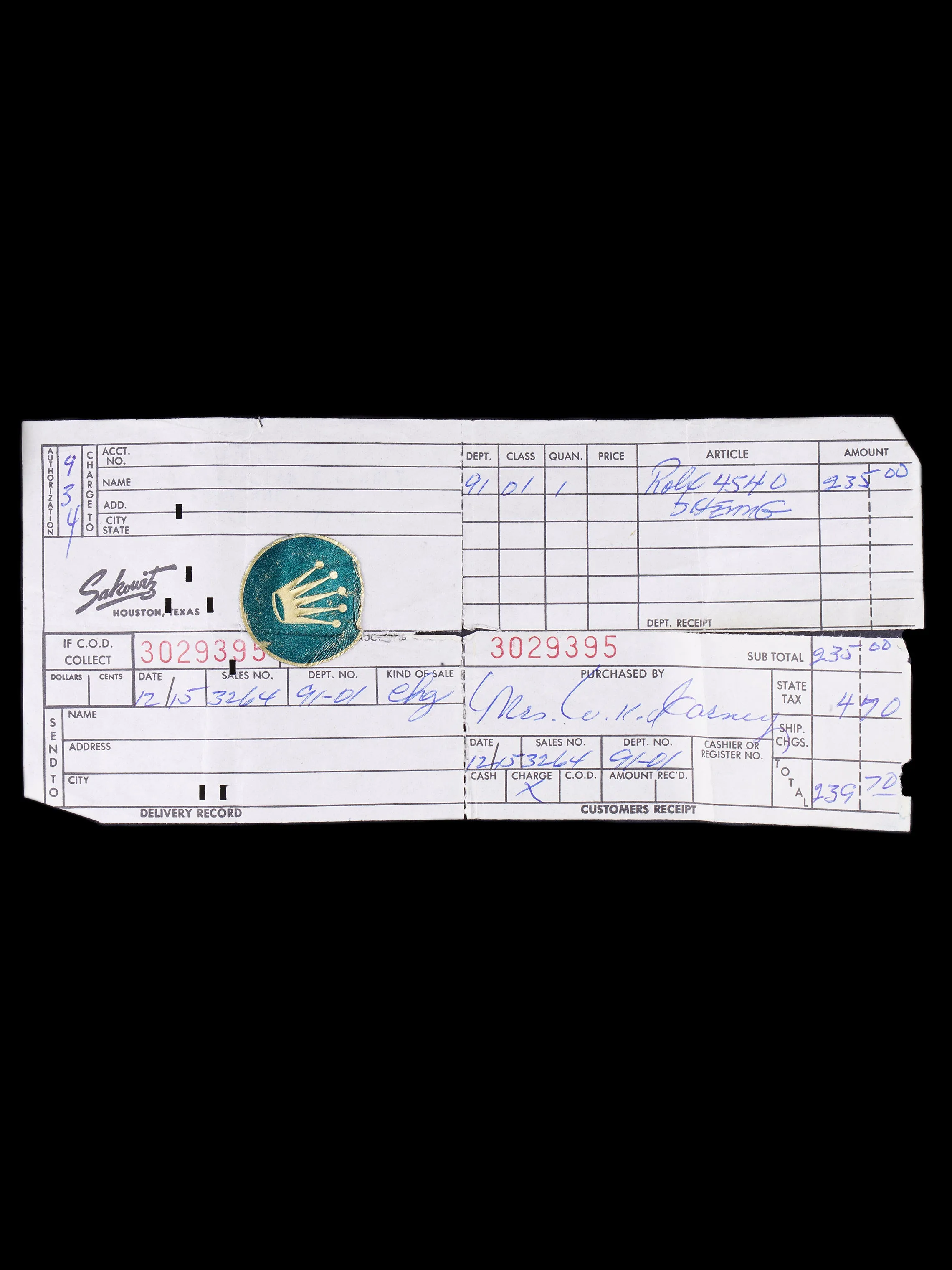 1967 Rolex Datejust (Ref. 1603) With Double Punched Papers