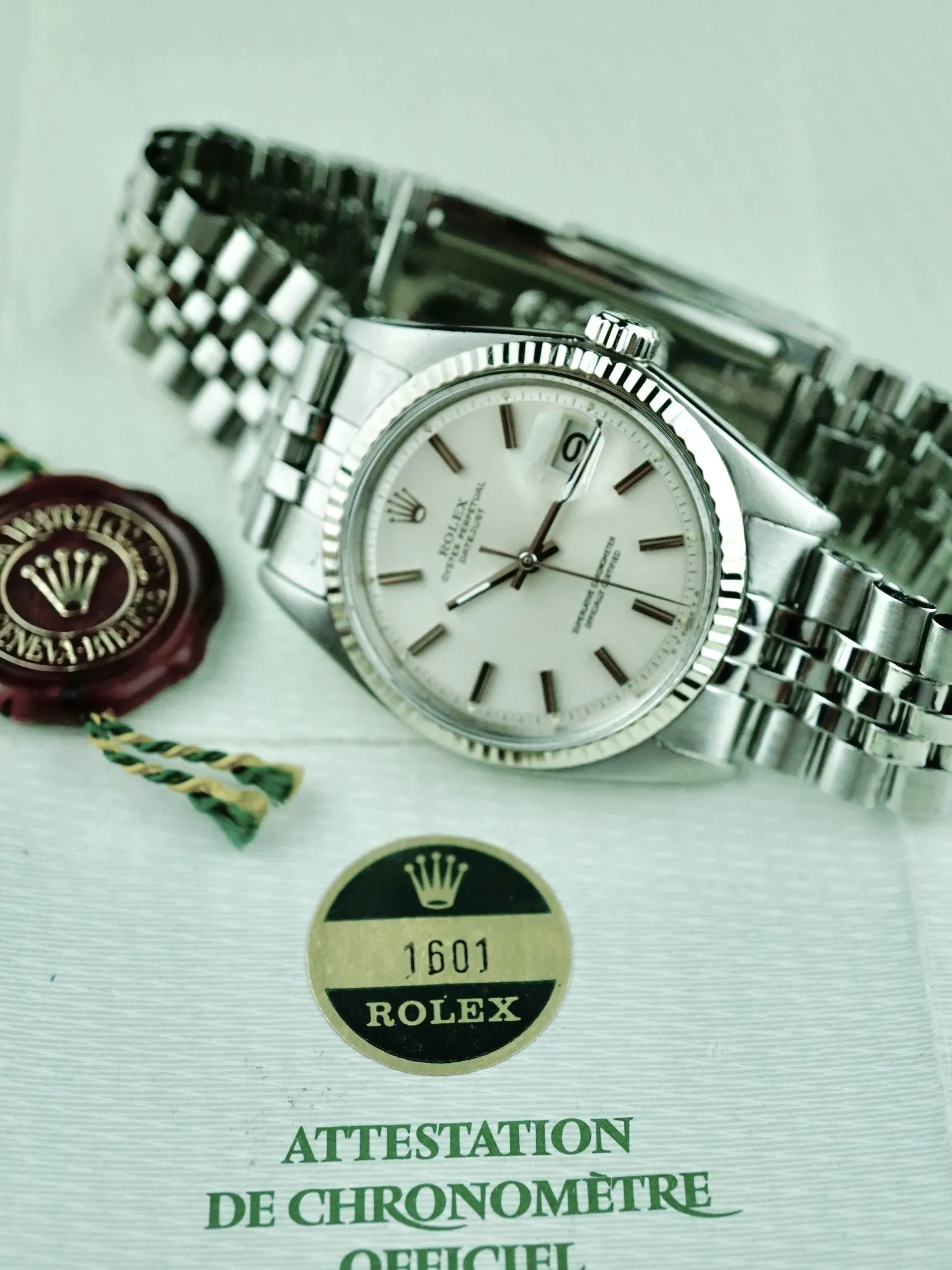 1973 Rolex Datejust (Ref. 1601) Silver Sigma Dial W/ Papers