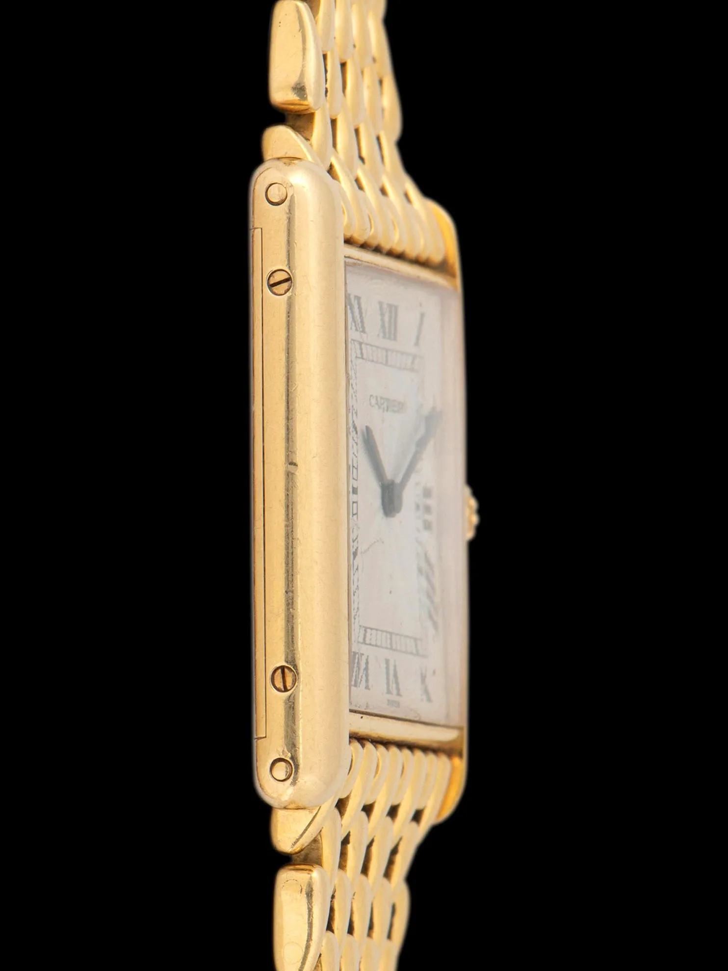 1990s Cartier Tank LC 18K YG "Extra Plate" (Ref. 16121) Flinque Dial W/ Teardrop Bracelet