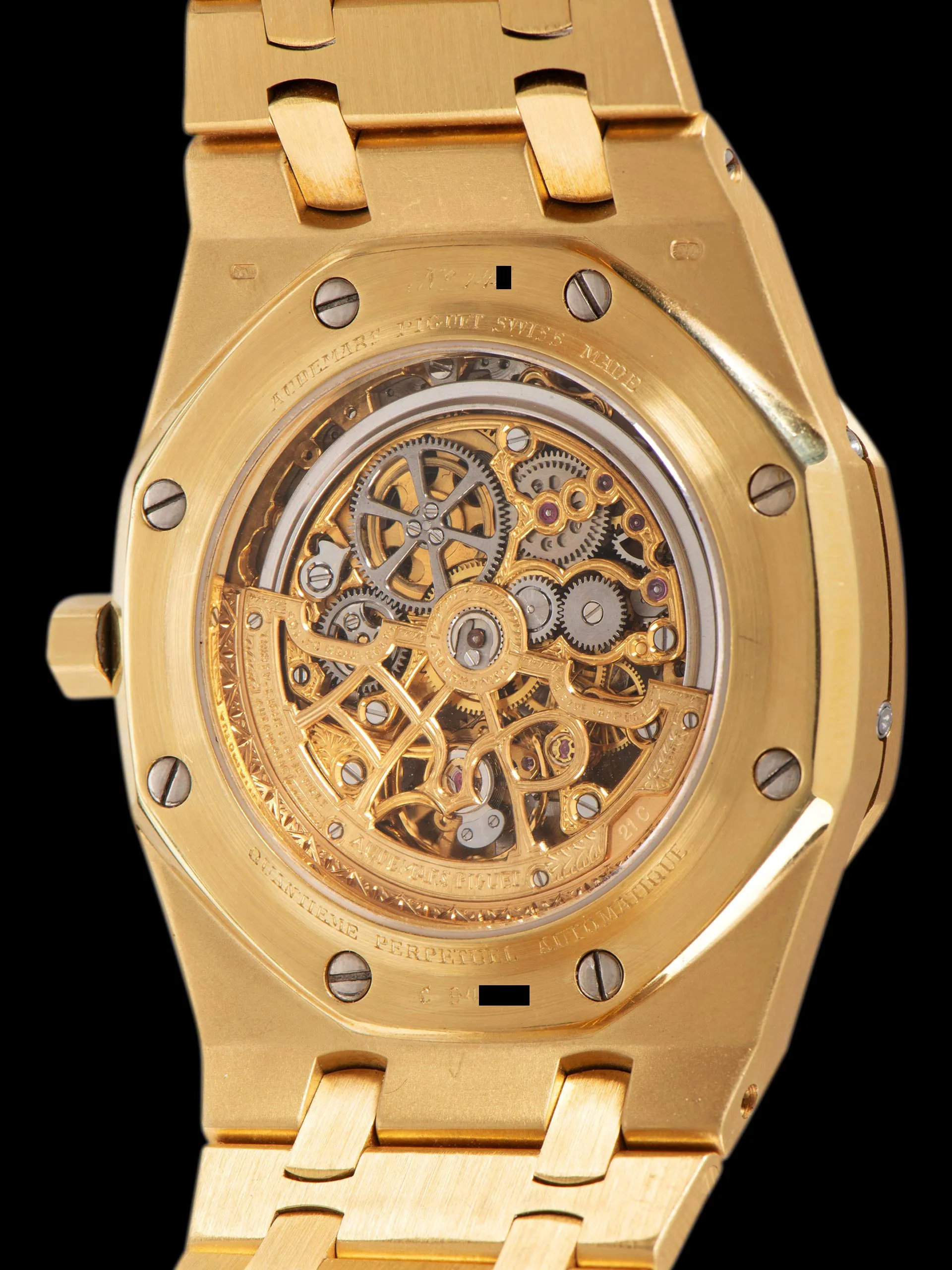 1992 Audemars Piguet Royal Oak Quantième Perpetual Calendar 18K YG (Ref. 25636BA) Openwork "Small Font" Dial W/ Box, Winder, AP COA, AP Extract, AP Service Papers, & Accessories