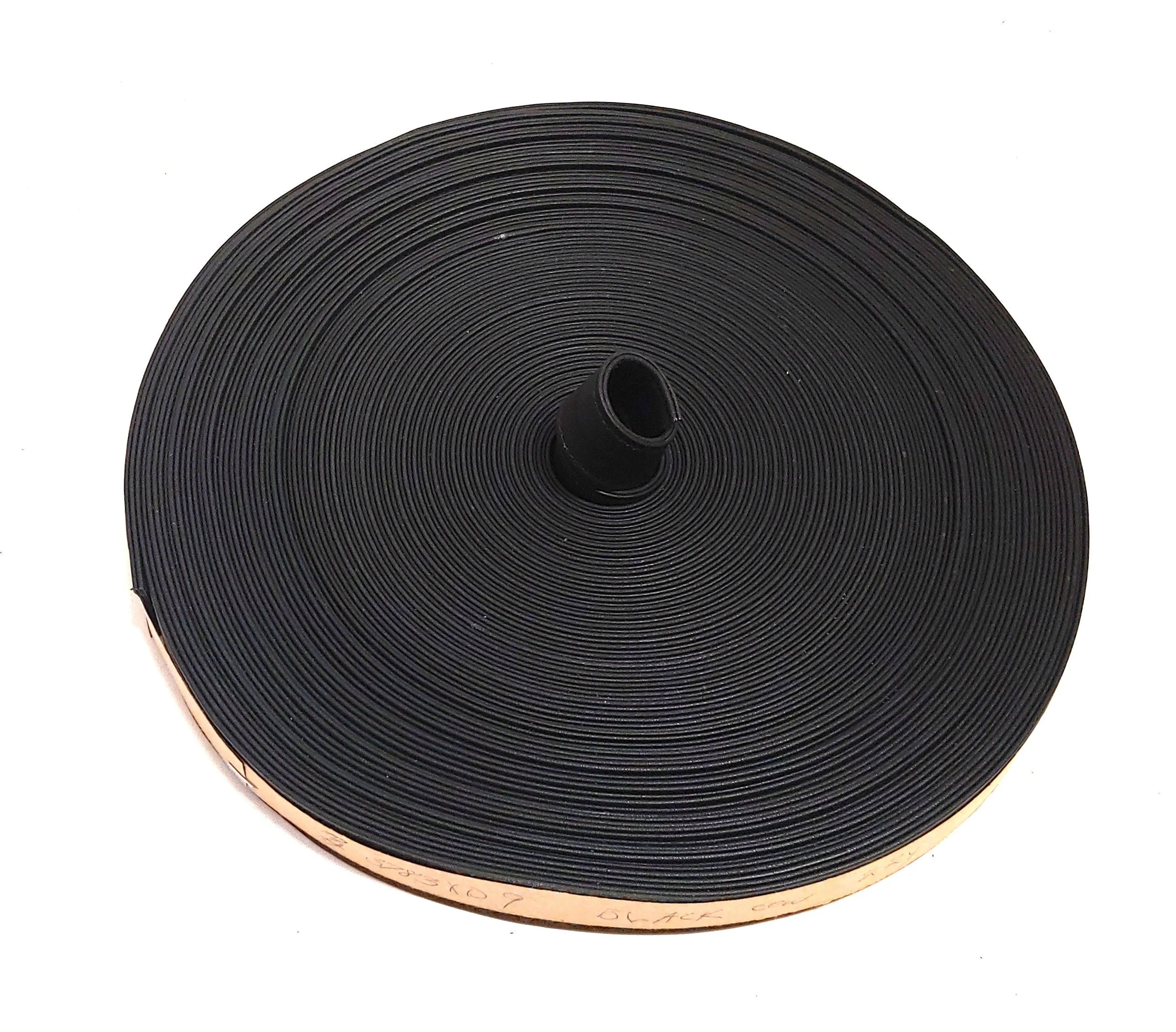 1" Double-folded & Reinforced Cowhide Leather STITCHED Strap in Black  (1 YD) 3783XD9 - two finished edges