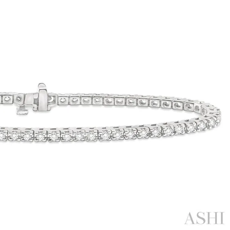 2 ctw Square Shape Round Cut Diamond Tennis Bracelet in 14K White Gold
