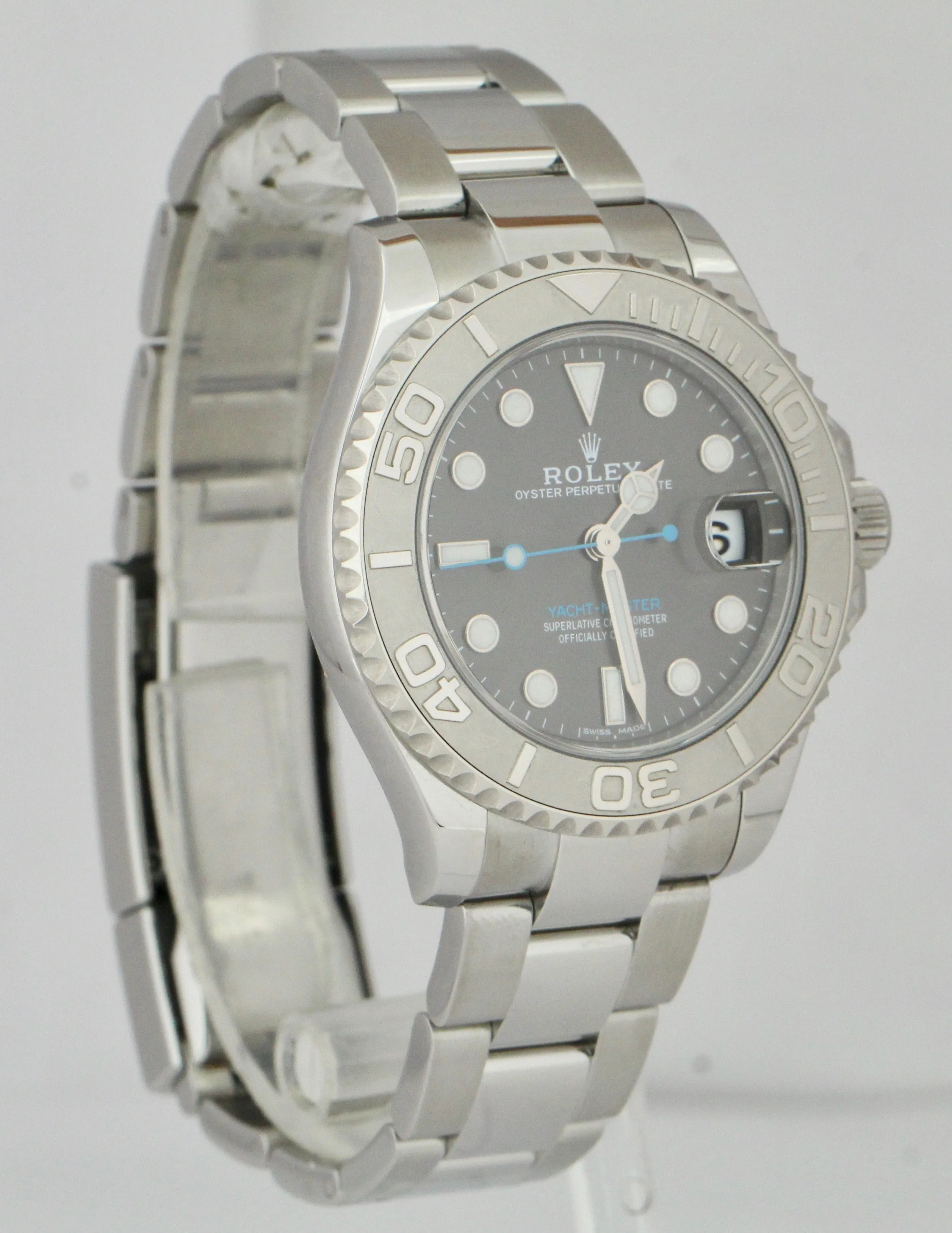 2018 MINT Rolex Yacht-Master Midsize Stainless Rhodium Gray 37mm Watch 268622