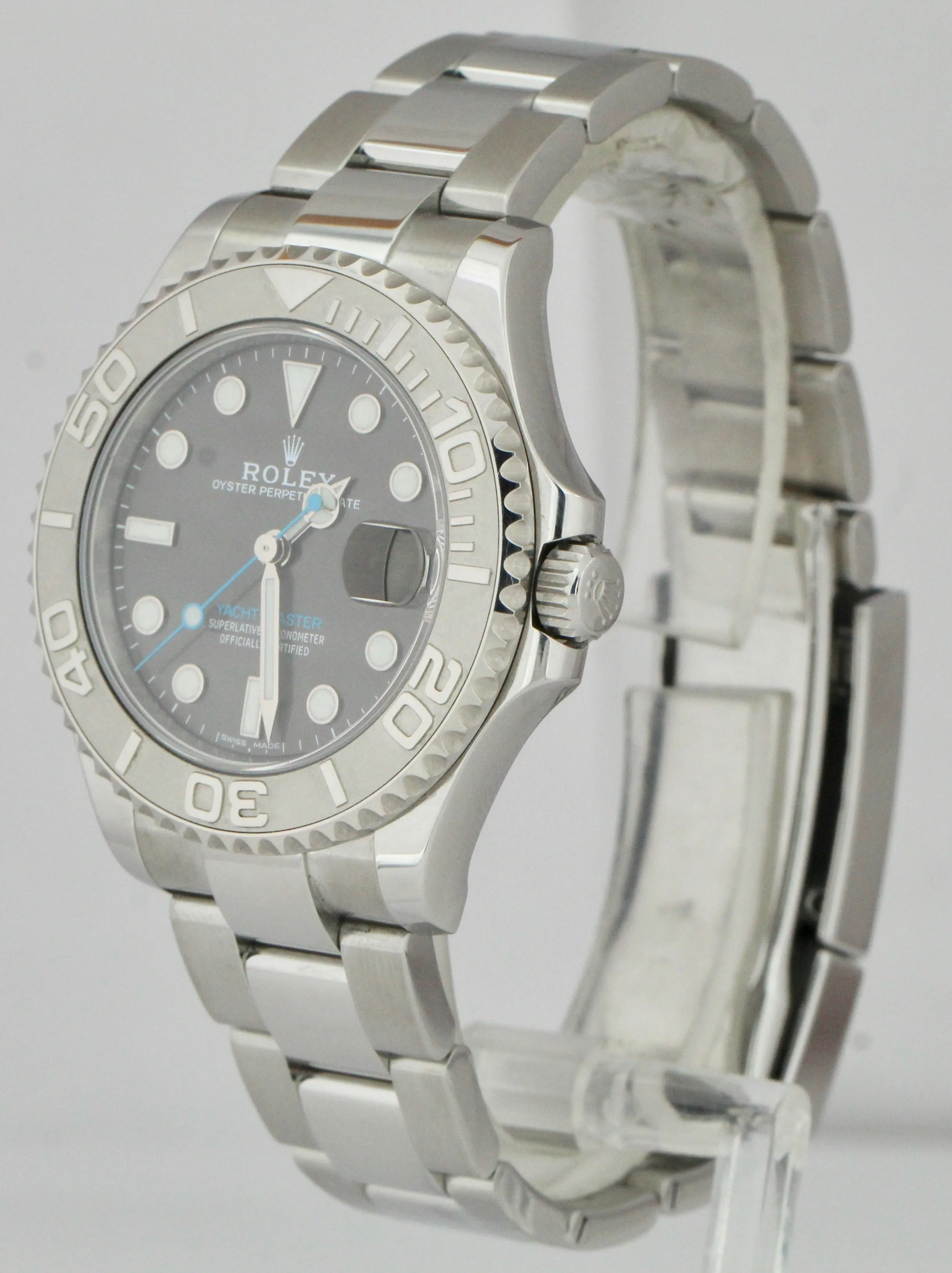 2018 MINT Rolex Yacht-Master Midsize Stainless Rhodium Gray 37mm Watch 268622