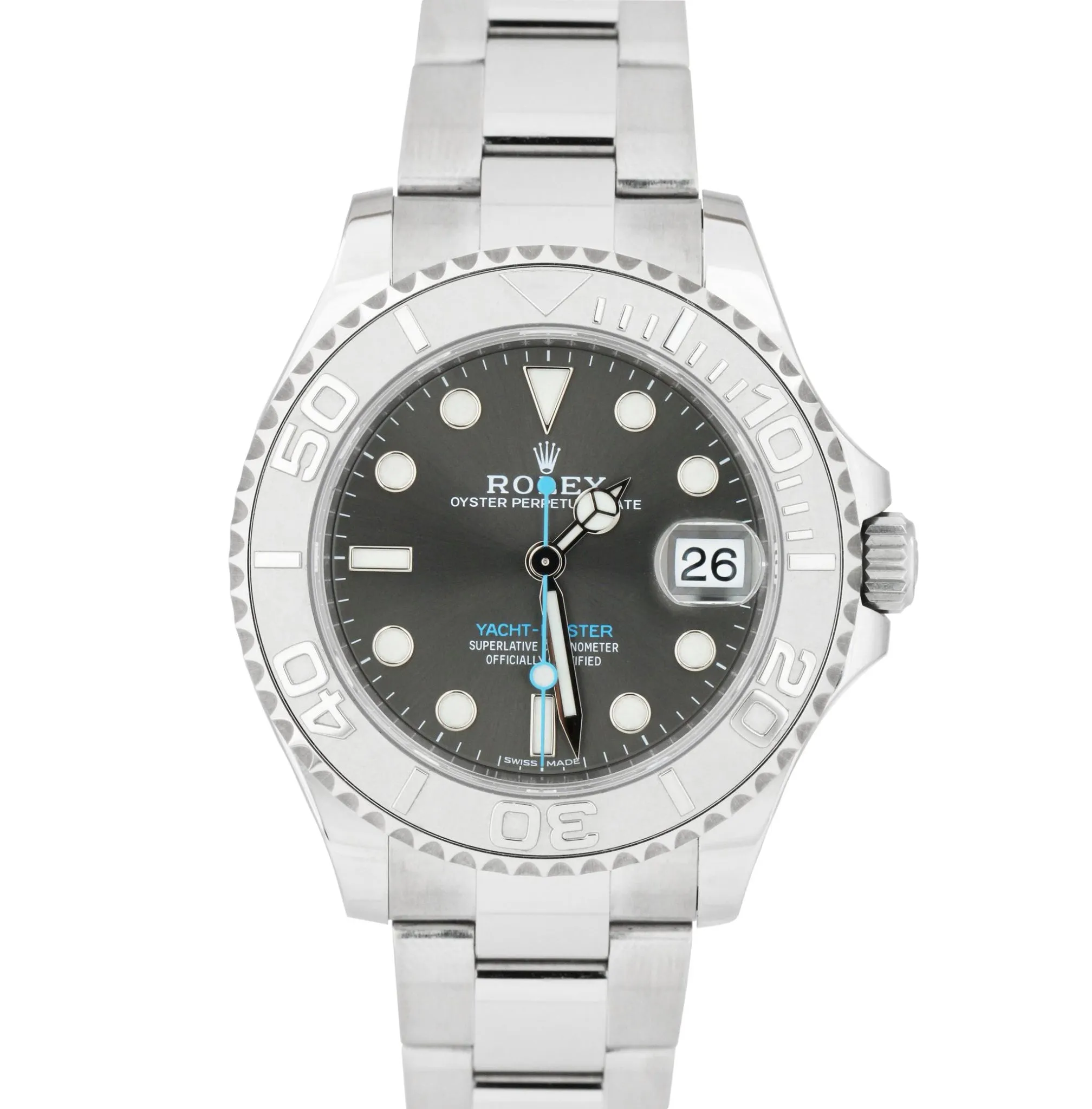2018 MINT Rolex Yacht-Master Midsize Stainless Rhodium Gray 37mm Watch 268622
