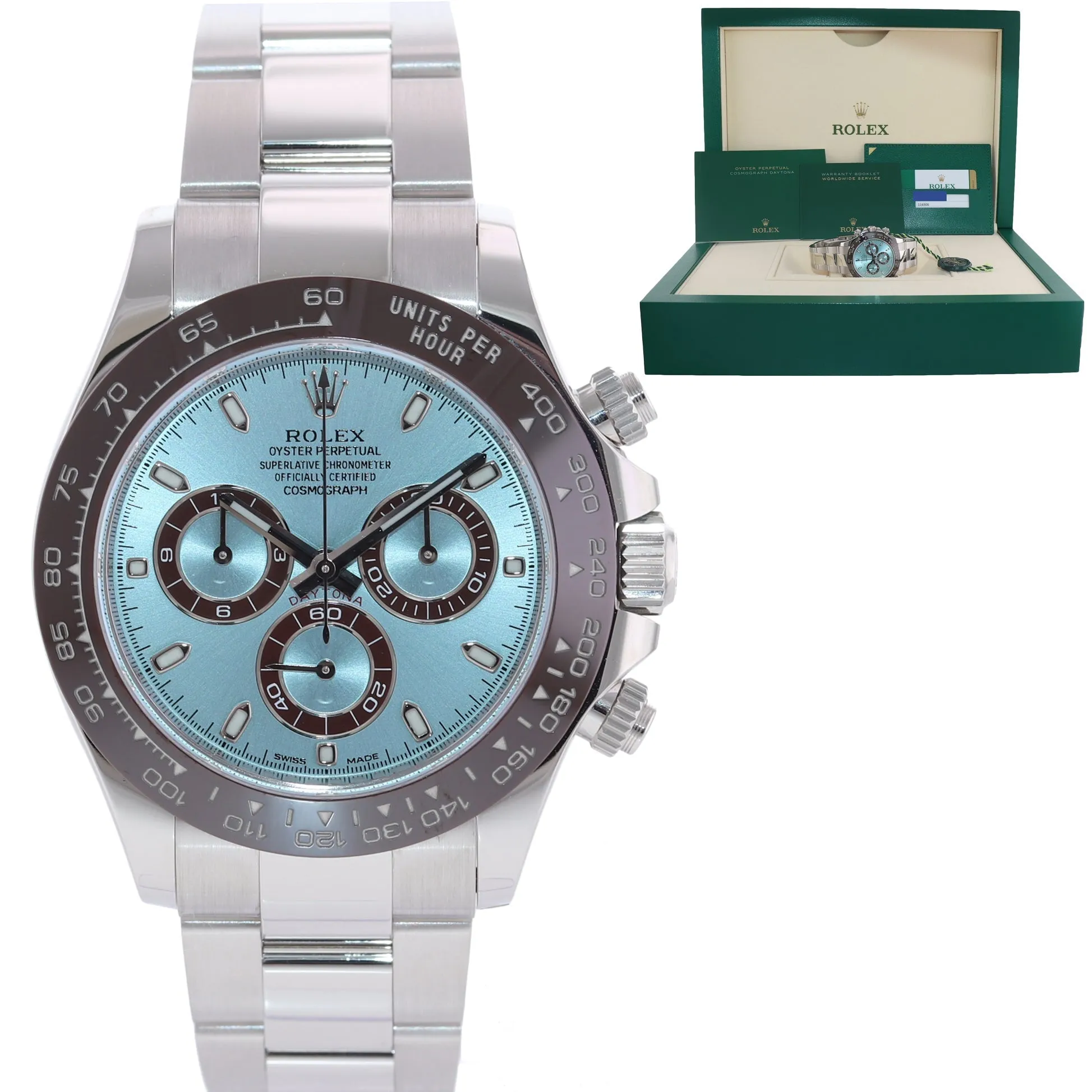 2018 NEW STICKERS PAPERS Rolex Daytona 116506 Platinum Glacier Blue Watch Box