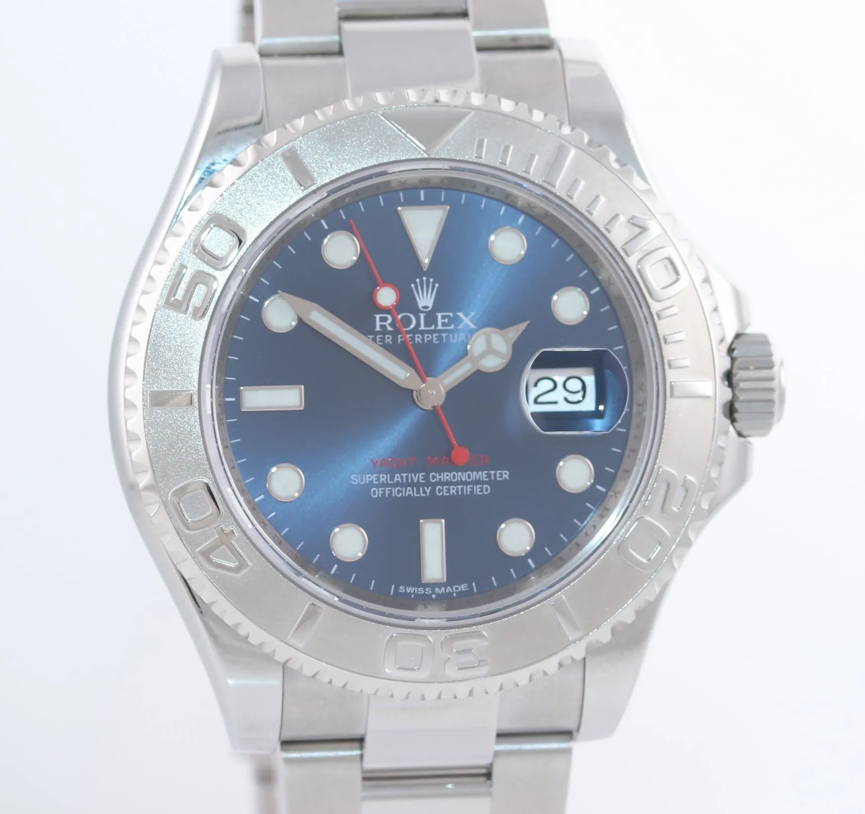 2019 Rolex Yacht-Master 116622 Blue Dial Steel Platinum 40mm Watch Box