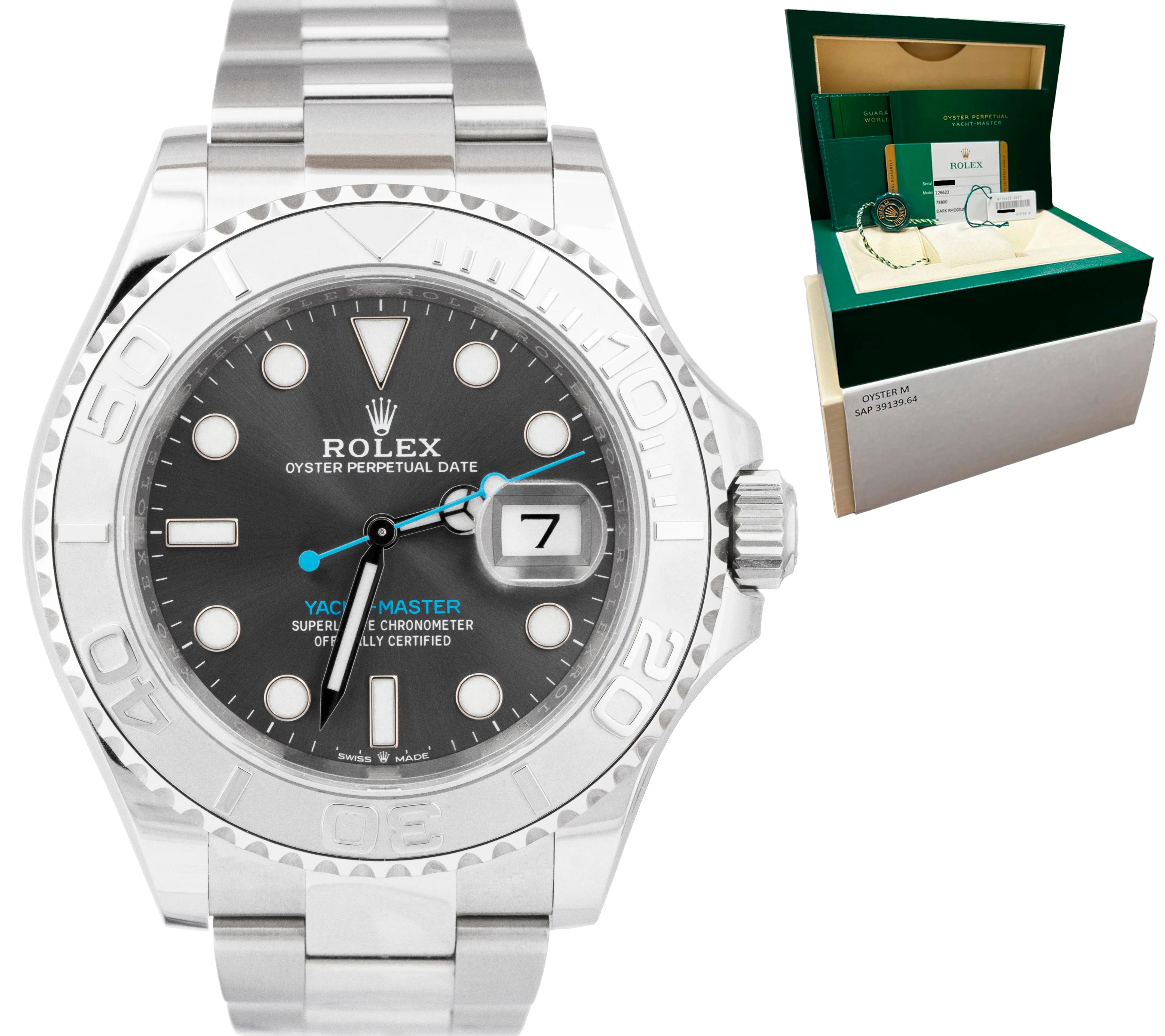 2019 Rolex Yacht-Master 40mm Rhodium Blue 126622 Stainless Oyster Watch B P