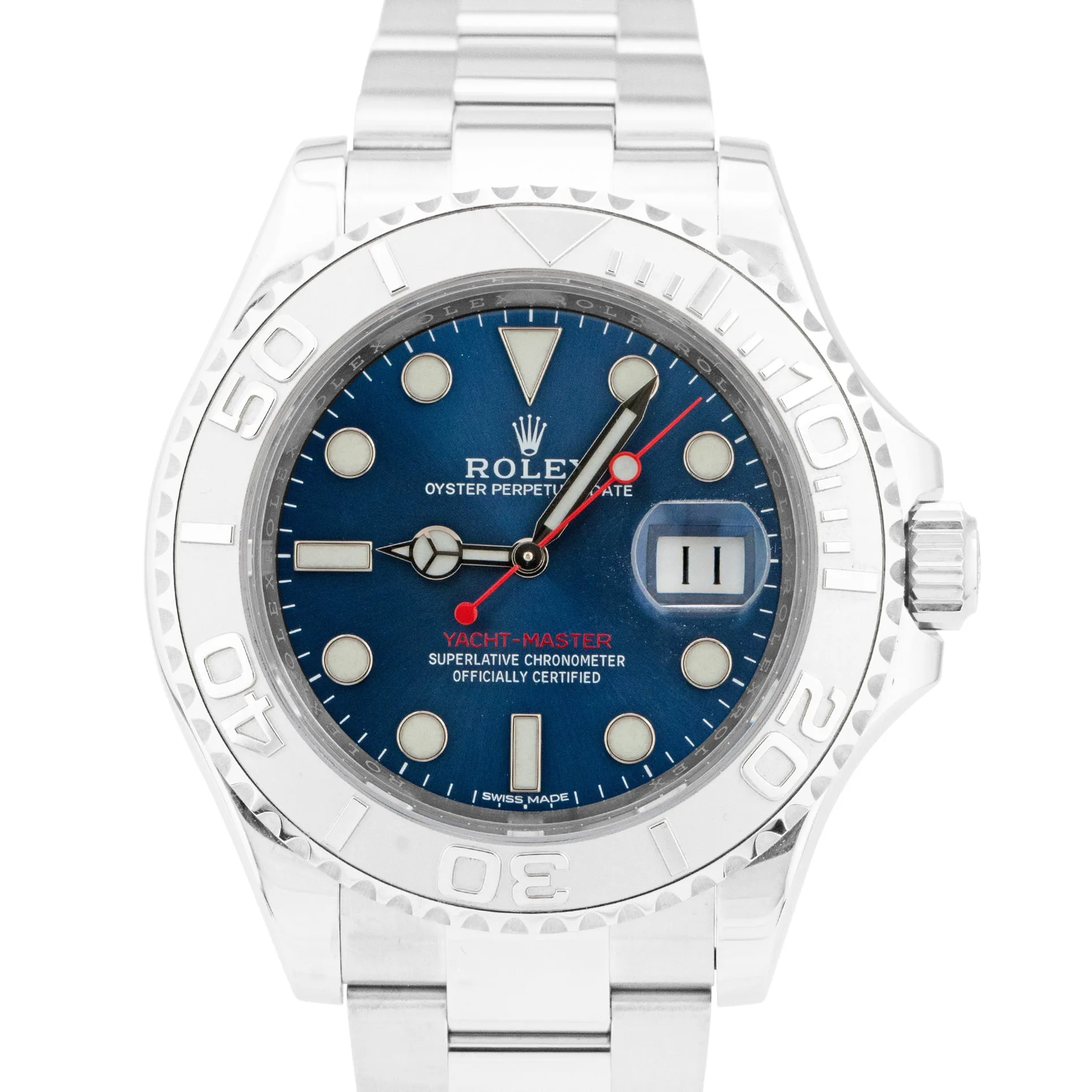 2019 Rolex Yacht-Master Stainless Steel Platinum Blue 40mm Watch 116622 B P