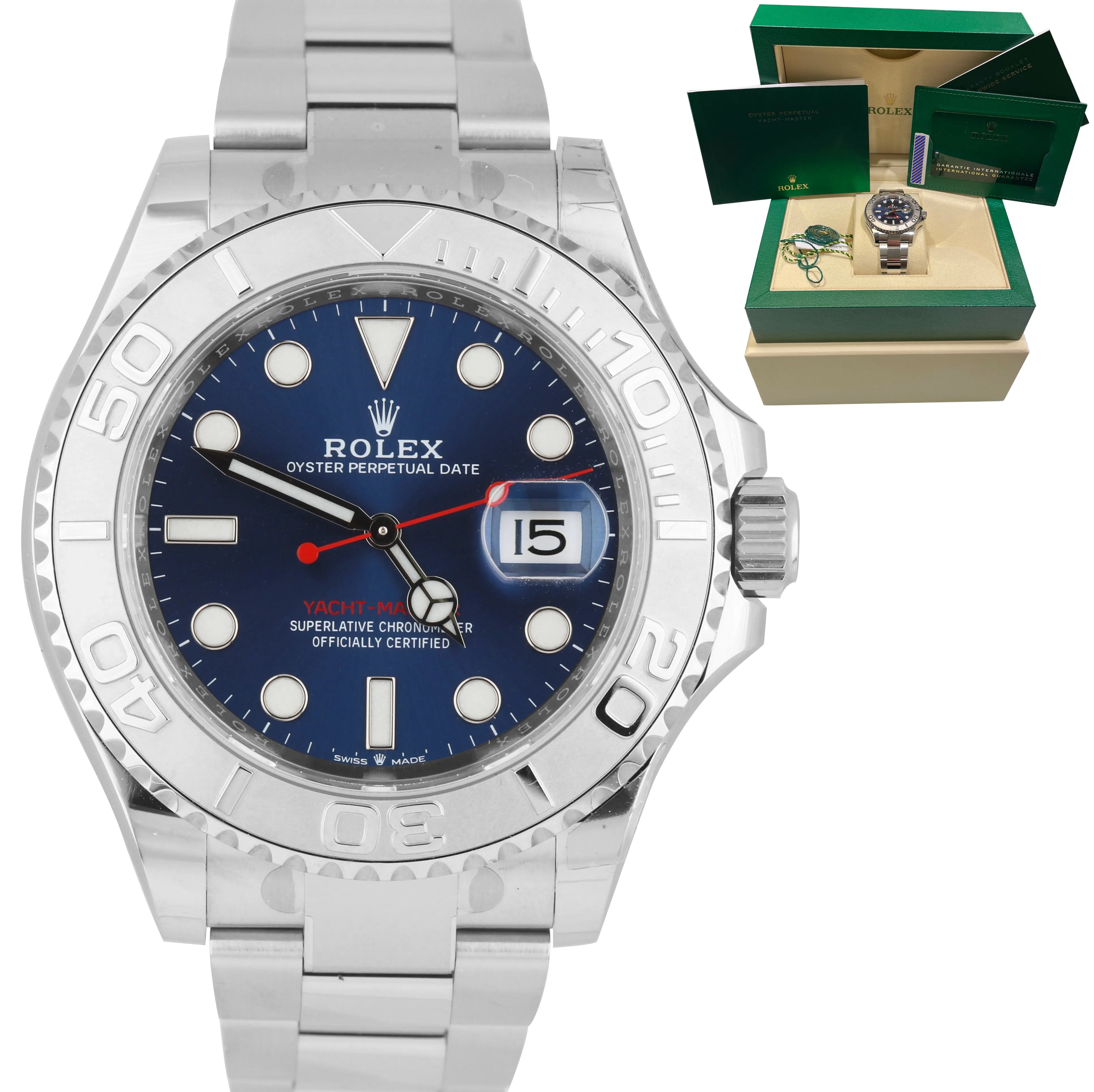 2020 STICKERED Rolex Yacht-Master 40mm Blue Stainless Steel Oyster Watch 126622