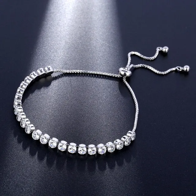 2022 New Fashion Luxury Punk Gold Silver Color Tennis Bracelets Bangle for Women Wedding on Hand Gift Jewelry Wholesale S5877b