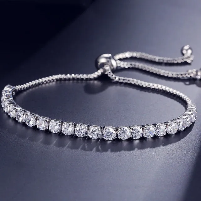 2022 New Fashion Luxury Punk Gold Silver Color Tennis Bracelets Bangle for Women Wedding on Hand Gift Jewelry Wholesale S5877b