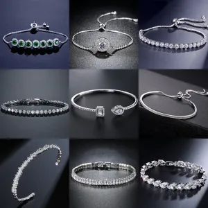 2022 New Fashion Luxury Punk Gold Silver Color Tennis Bracelets Bangle for Women Wedding on Hand Gift Jewelry Wholesale S5877b