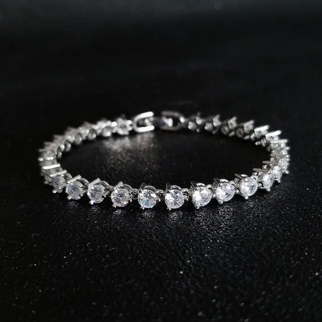 2022 New Fashion Luxury Punk Gold Silver Color Tennis Bracelets Bangle for Women Wedding on Hand Gift Jewelry Wholesale S5877b