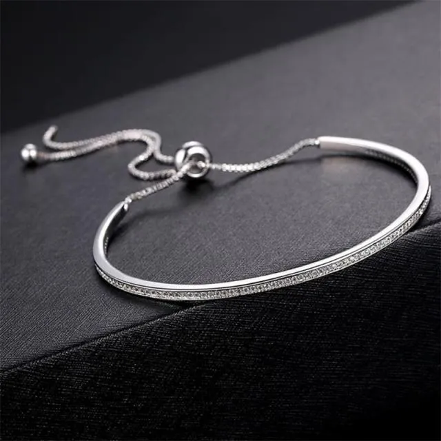 2022 New Fashion Luxury Punk Gold Silver Color Tennis Bracelets Bangle for Women Wedding on Hand Gift Jewelry Wholesale S5877b