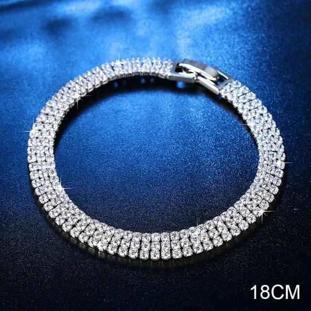 2022 New Fashion Luxury Punk Gold Silver Color Tennis Bracelets Bangle for Women Wedding on Hand Gift Jewelry Wholesale S5877b