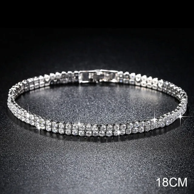 2022 New Fashion Luxury Punk Gold Silver Color Tennis Bracelets Bangle for Women Wedding on Hand Gift Jewelry Wholesale S5877b