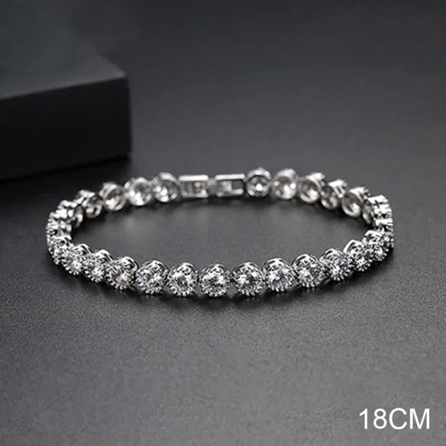 2022 New Fashion Luxury Punk Gold Silver Color Tennis Bracelets Bangle for Women Wedding on Hand Gift Jewelry Wholesale S5877b