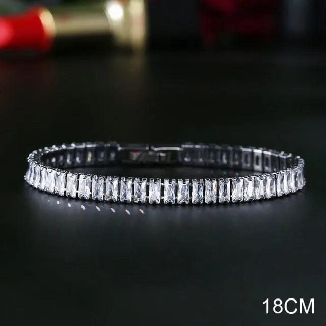 2022 New Fashion Luxury Punk Gold Silver Color Tennis Bracelets Bangle for Women Wedding on Hand Gift Jewelry Wholesale S5877b