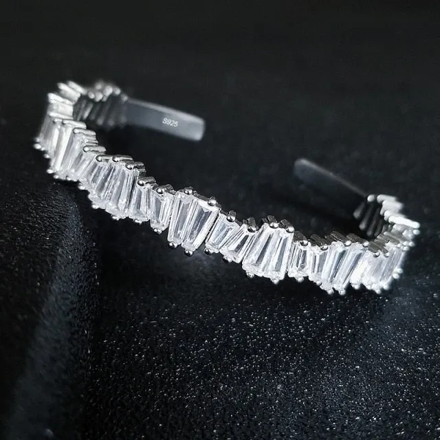 2022 New Fashion Luxury Punk Gold Silver Color Tennis Bracelets Bangle for Women Wedding on Hand Gift Jewelry Wholesale S5877b