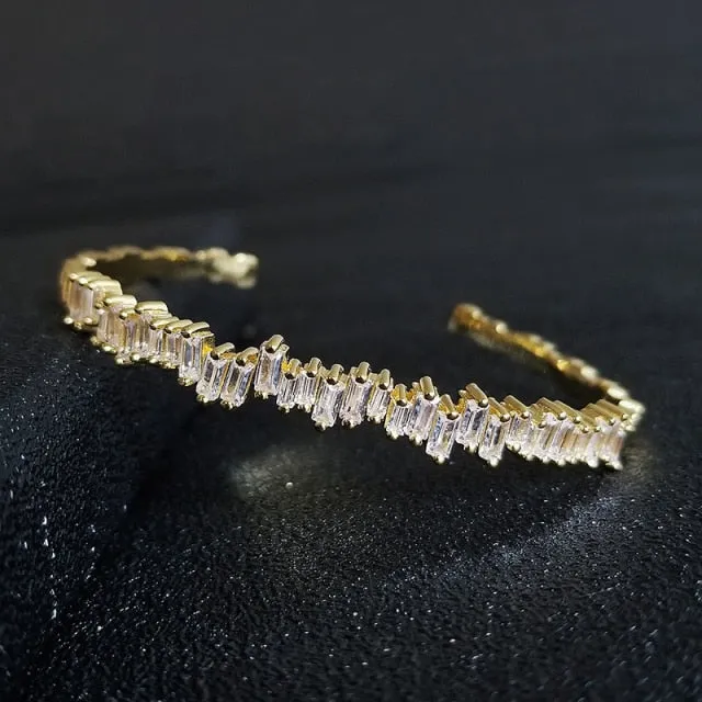 2022 New Fashion Luxury Punk Gold Silver Color Tennis Bracelets Bangle for Women Wedding on Hand Gift Jewelry Wholesale S5877b