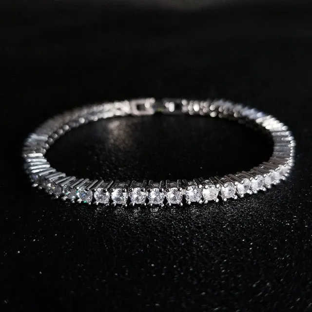 2022 New Fashion Luxury Punk Gold Silver Color Tennis Bracelets Bangle for Women Wedding on Hand Gift Jewelry Wholesale S5877b