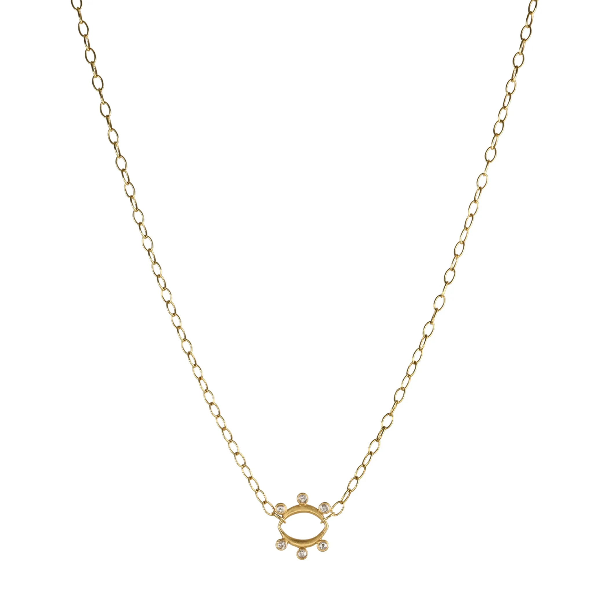 22K Gold "Galaxy" Necklace with Six Bezel-Set Diamonds