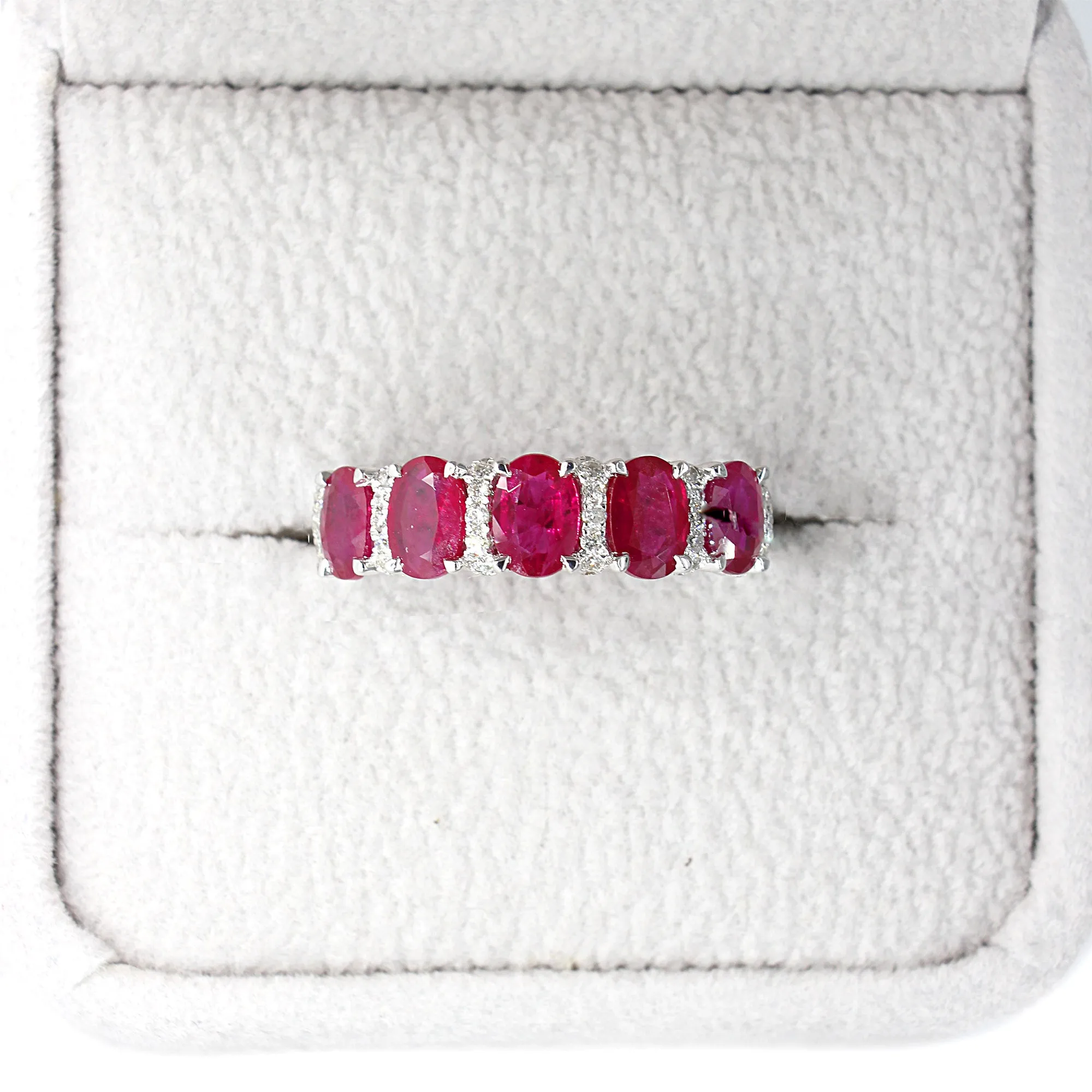 2.30 ctw. Genuine Oval Ruby Band With Diamonds