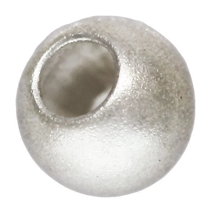 2.5mm Sandblast Bead 1.1mm Hole, Sterling Silver. Made in USA. #5004625SB