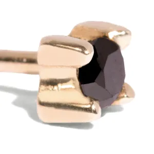 2mm Black Diamond Stud Single Earring