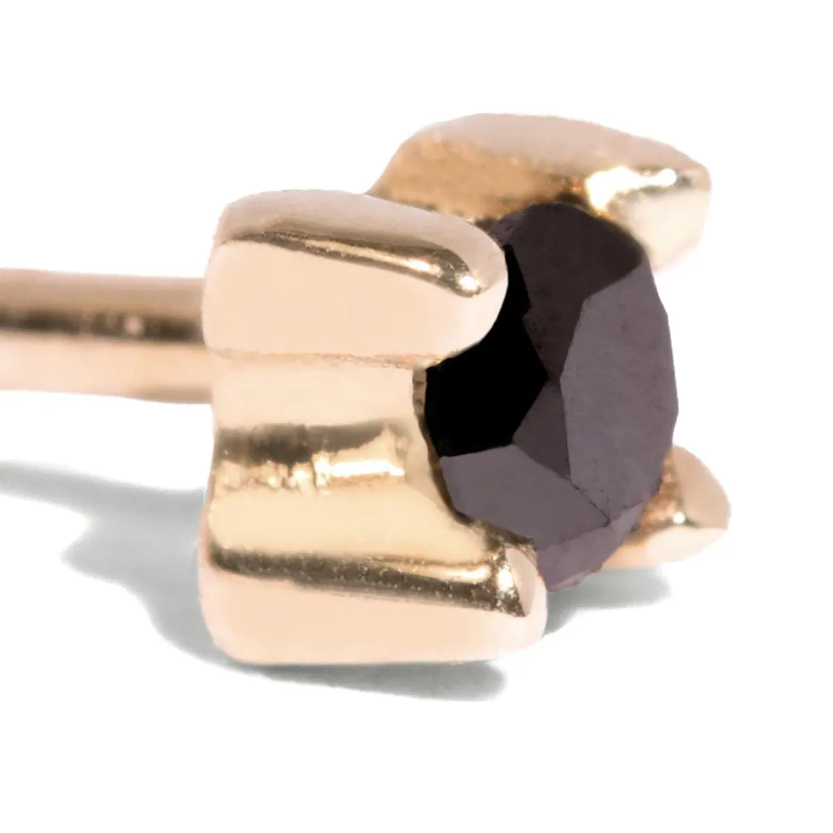 2mm Black Diamond Stud Single Earring